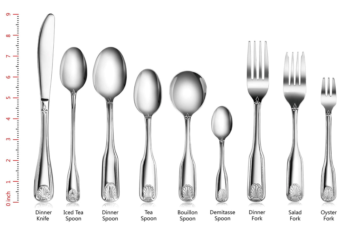 Shell Pattern Stainless Steel Flatware Set, 60-Piece