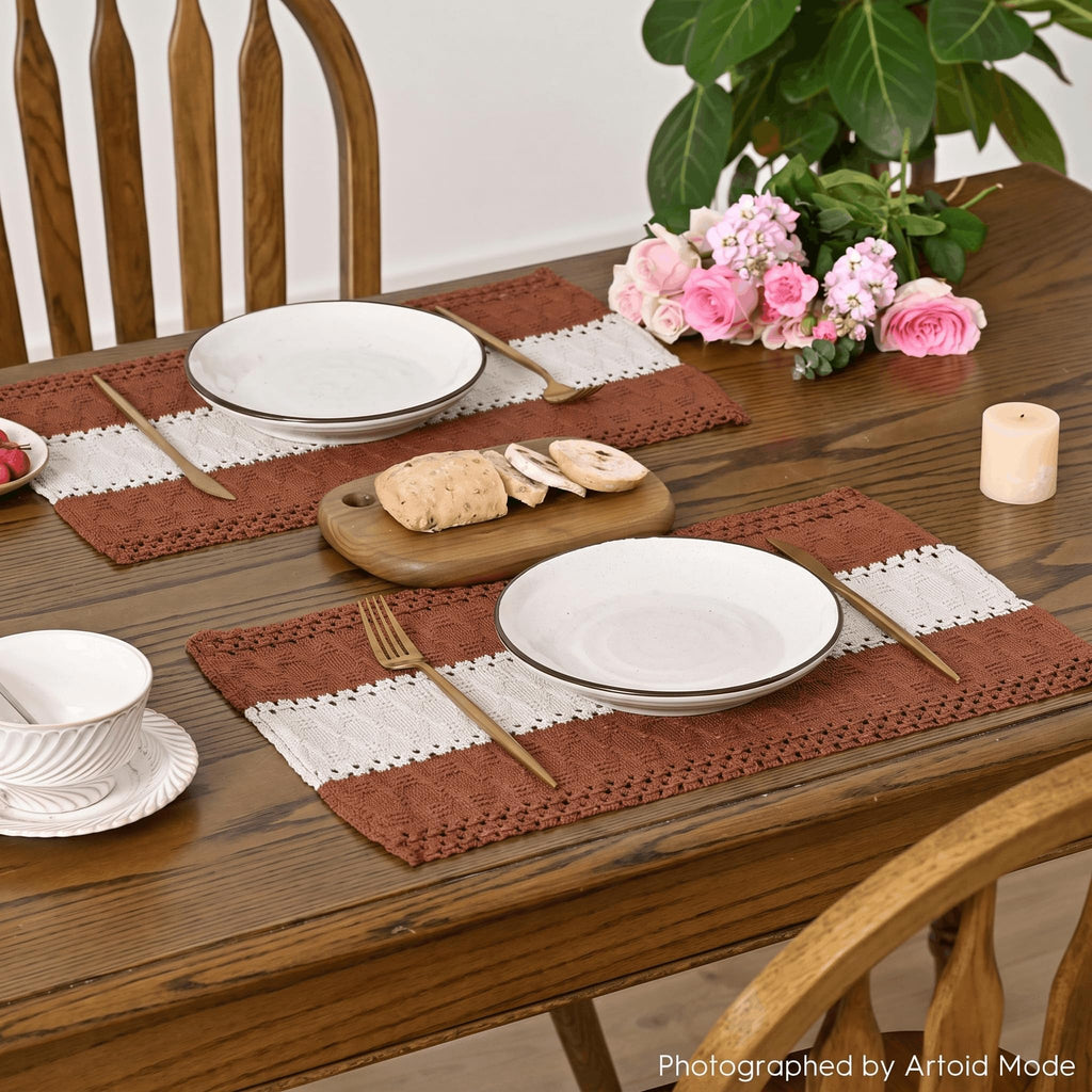 Fall Caramel Farmhouse Rustic Placemats Set of 6-12x18 Inch