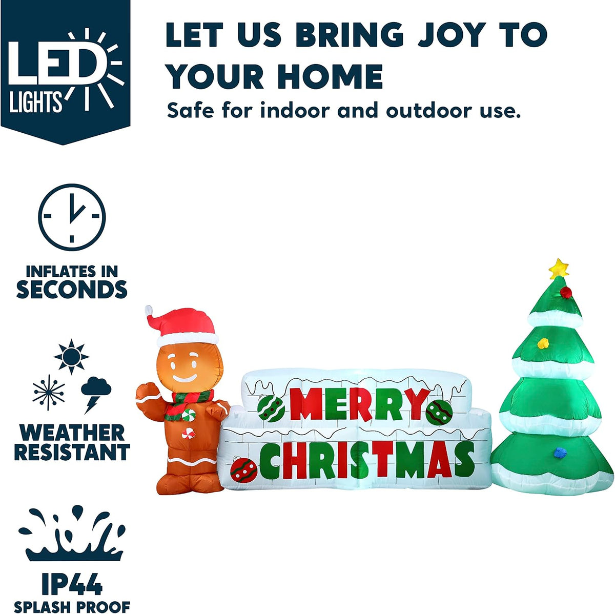 10 FT Christmas Inflatable Gingerbread Man & Christmas Tree, Holiday Inflatable Outdoor Decoration with Build-in LEDs