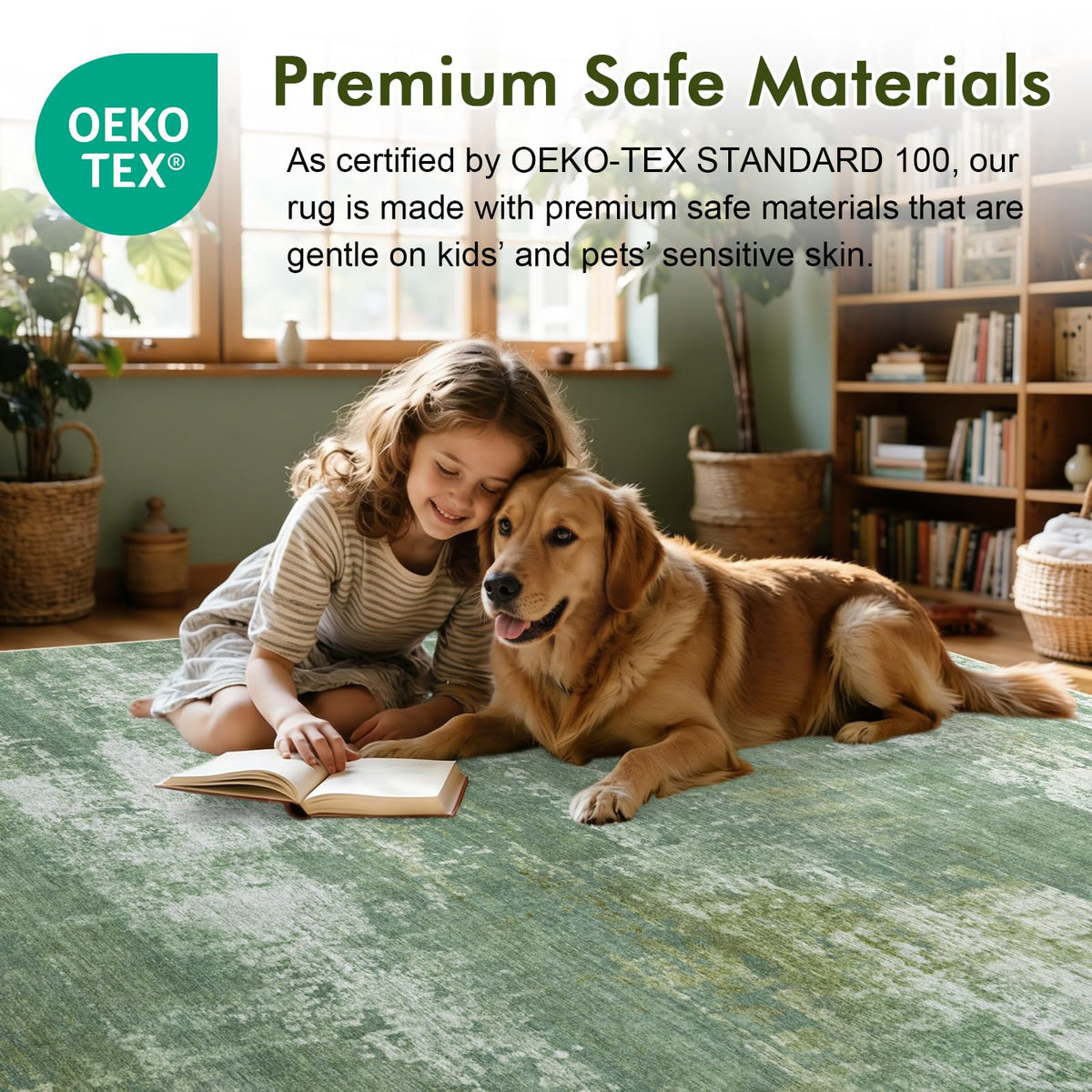 2x6 Ft Abstract Washable Runner Area Rugs Green