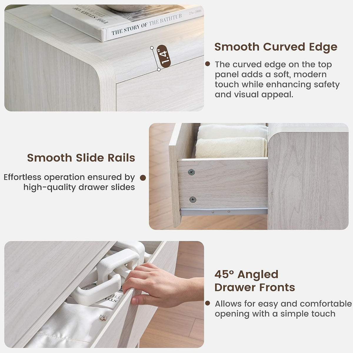White Dresser , 55.6" Tall Dresser for Closet, Modern Dresser with 6 Drawers, Chest of Drawers Bedroom Furniture
