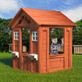 Kids Outdoor Playhouse with Door & 2 Windows - Wooden Backyard Play House for Ages 3-8 - 42"L x 46"W x 55"H - Easy