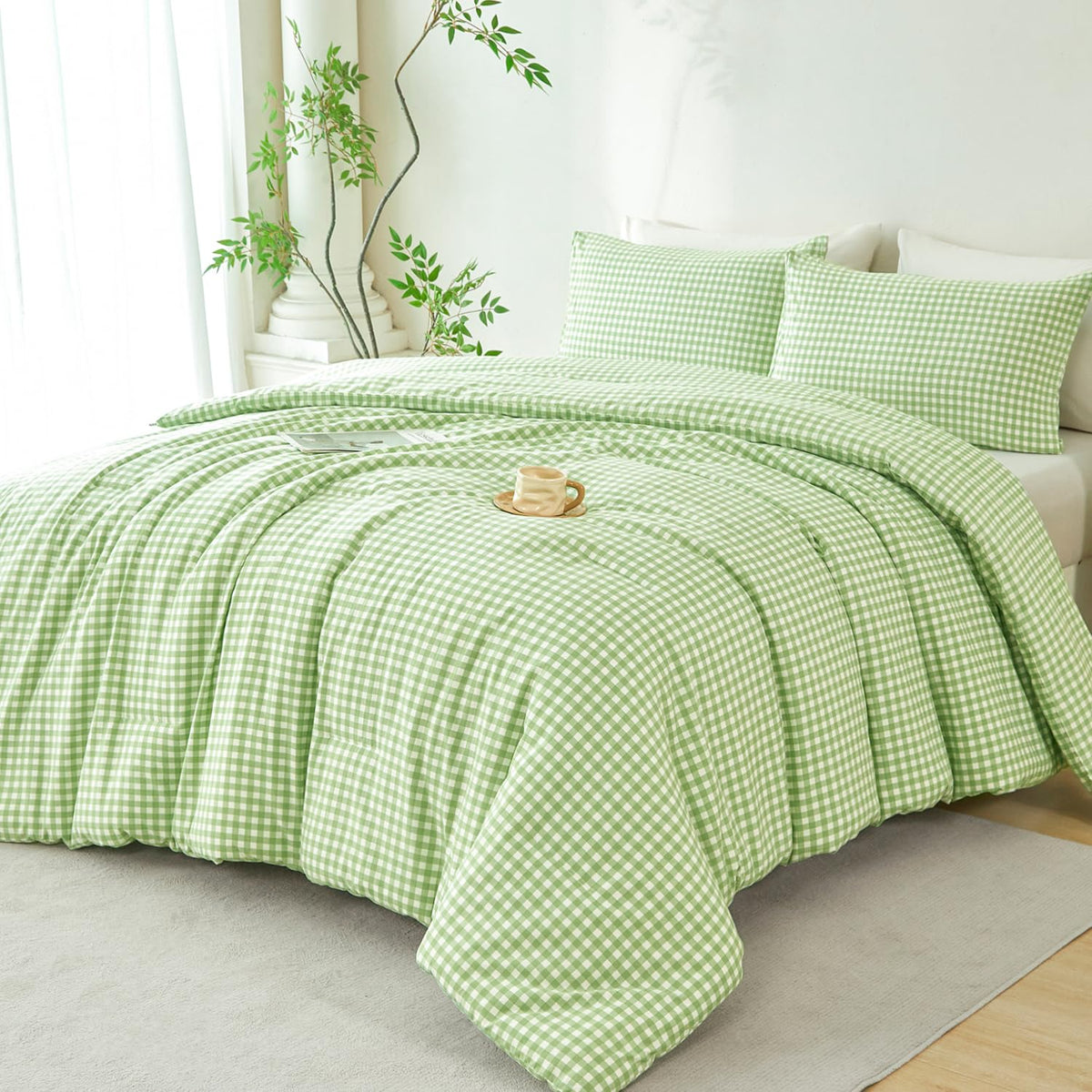 Comforter Set, Green Gingham