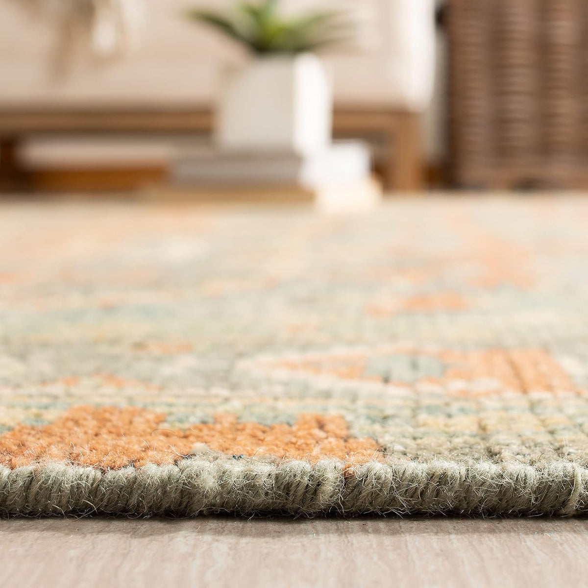 Izmir Collection Area Rug, Rust & Taupe, Hand-Knotted Traditional New Zealand Wool, Ideal for High