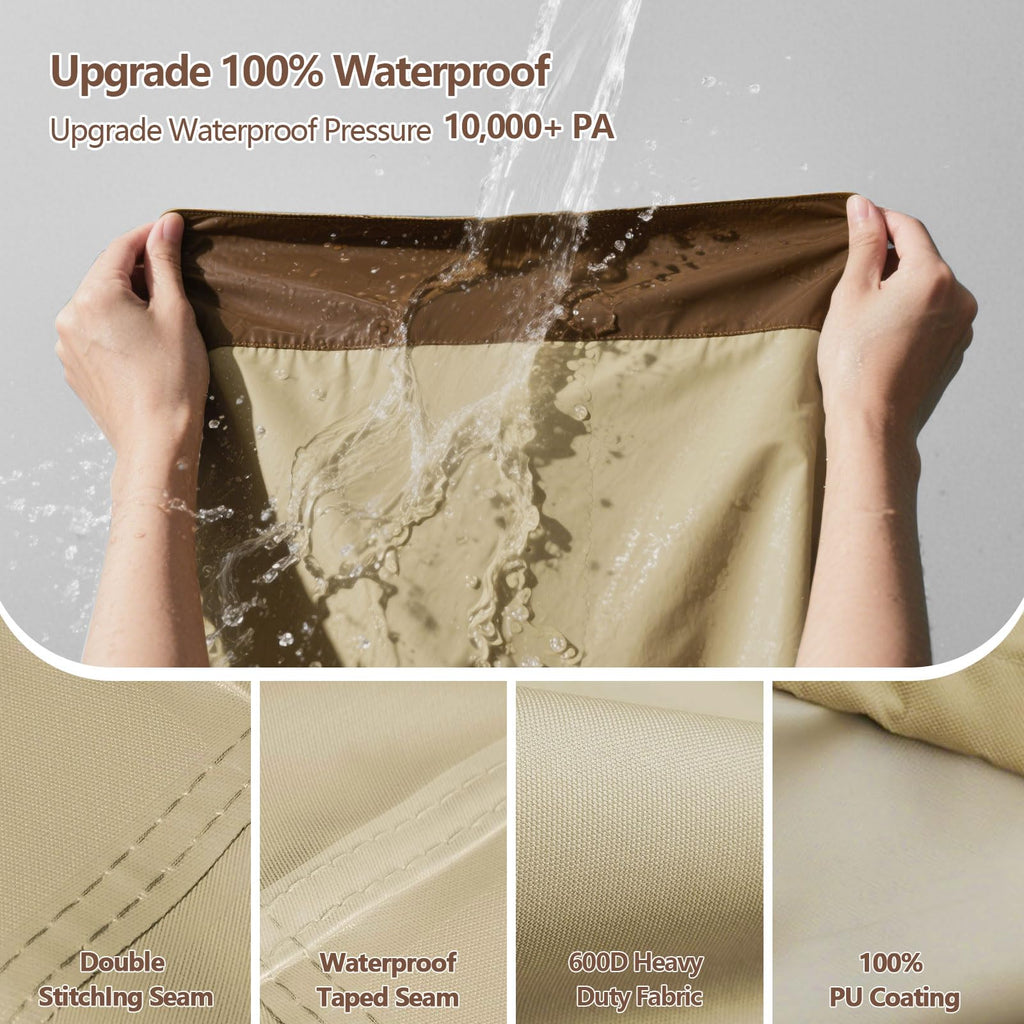 Outdoor Patio Furniture Cover - Heavy Duty Waterproof 600D Tough Canvas Protector for Round Table Cover, All-Season