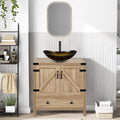 28 inch Natural Color Bathroom Vanity, Rustic Fixture Standing Pedestal Cabinet with Gold Boat Vessel Sink