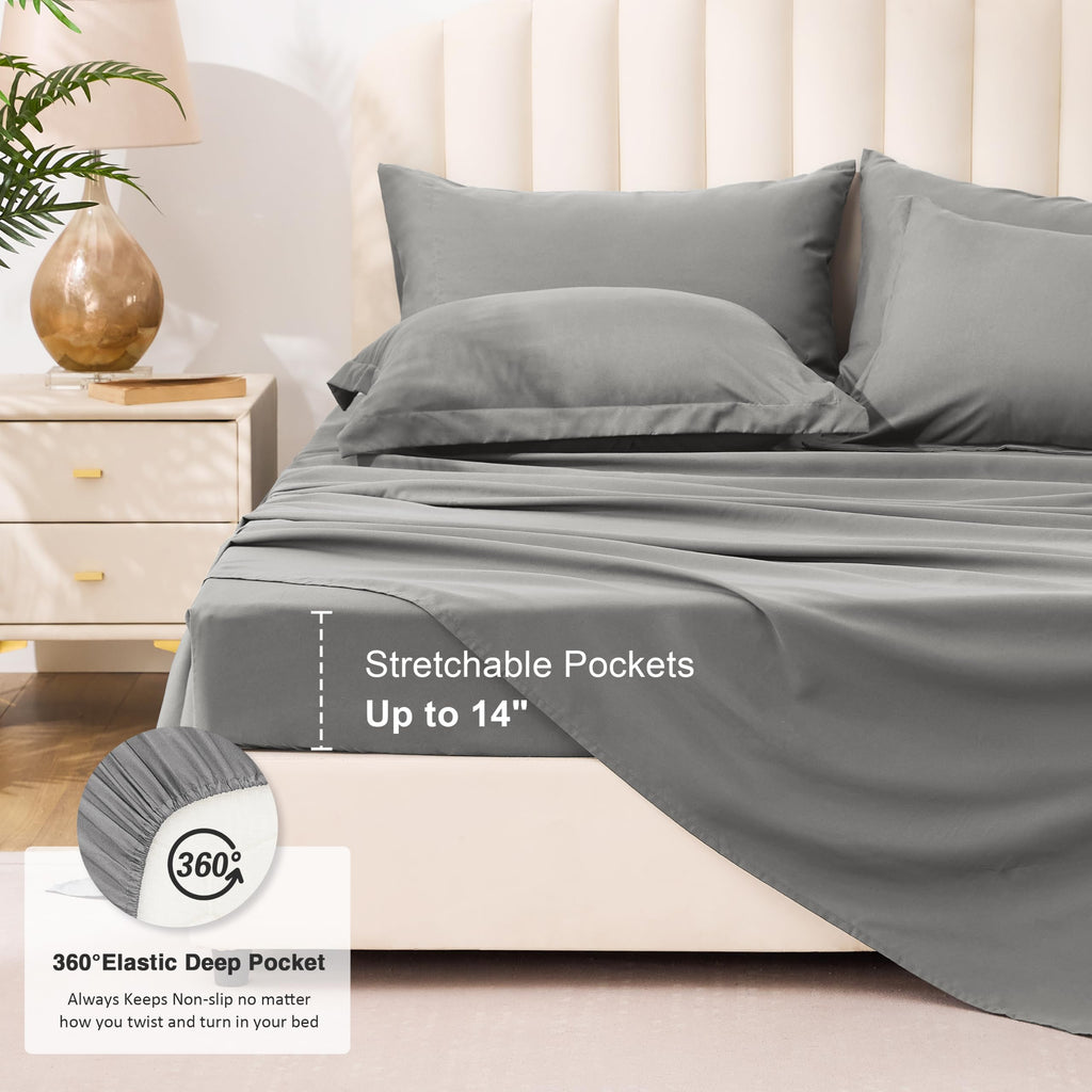Comforter Set, 7 Pieces Bed in a Bag, Grey