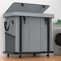 Basket with Lid,230L Rolling Laundry Hamper with Wheels,Grey