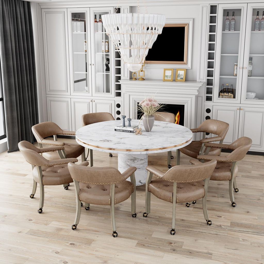 Large with Casters and Arms, Rolling with Wheels, Solid Wood Boss Caption's Chairs, 26" D x 25.2" W x 31.5" H, Grey