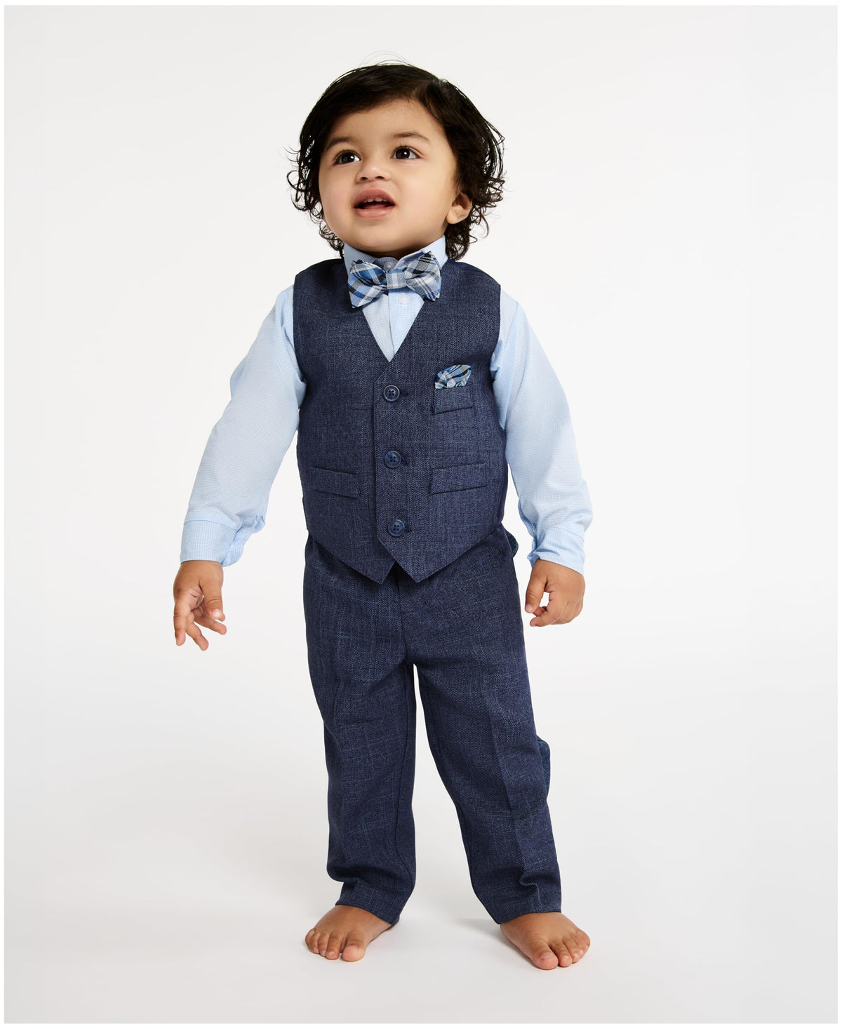 Baby Boys' Piece Set with Dress Shirt, Vest, Pants, and Tie, Tanzanite