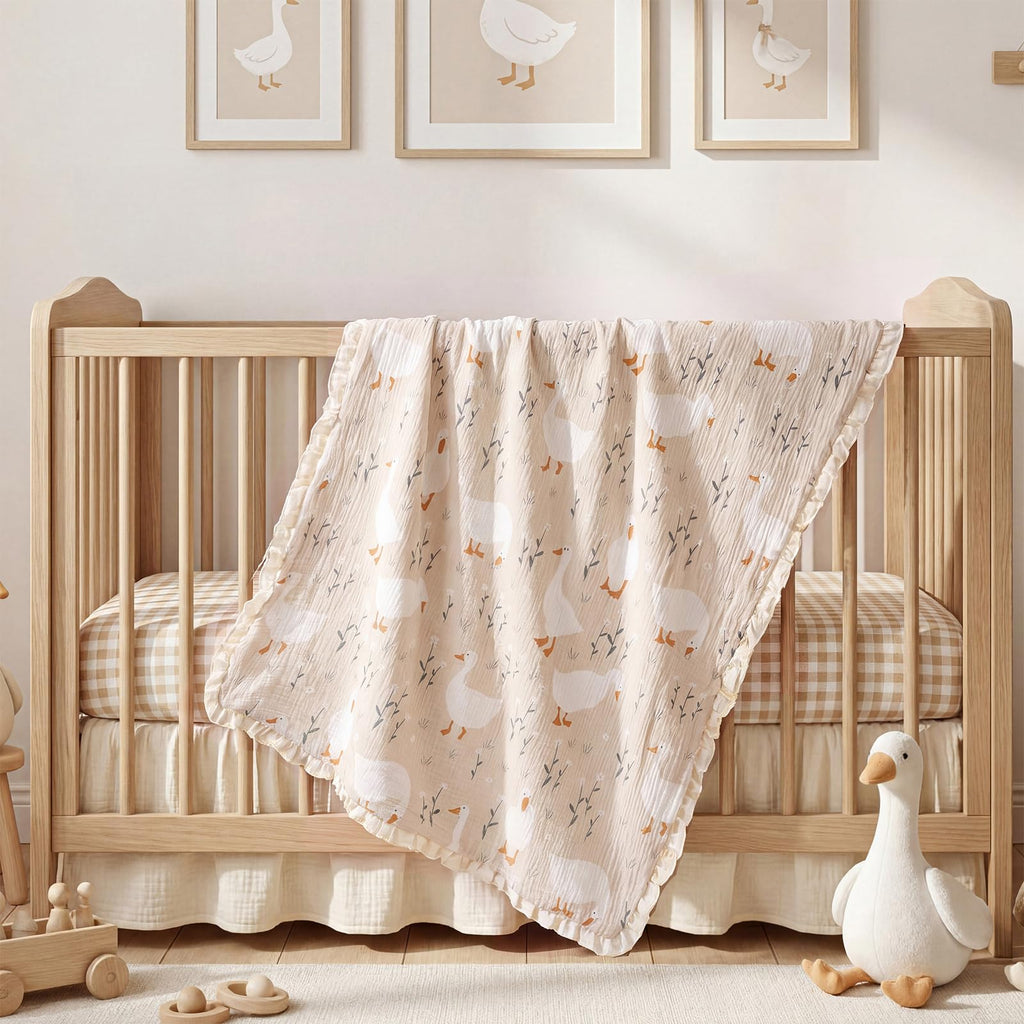 Goose Crib Bedding Set of3 with Sheet Quilt Bed Skirt