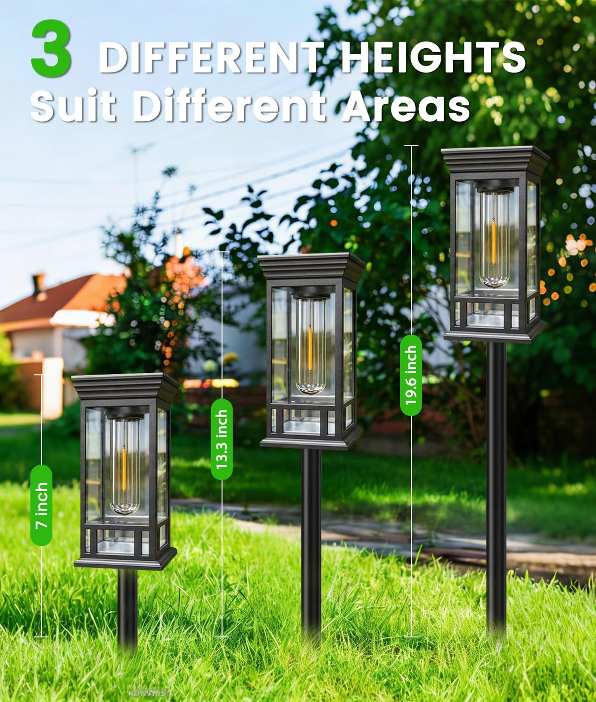 2 Pack Bright Solar Garden Lights, Solar Pathway Lights Outdoor Waterproof