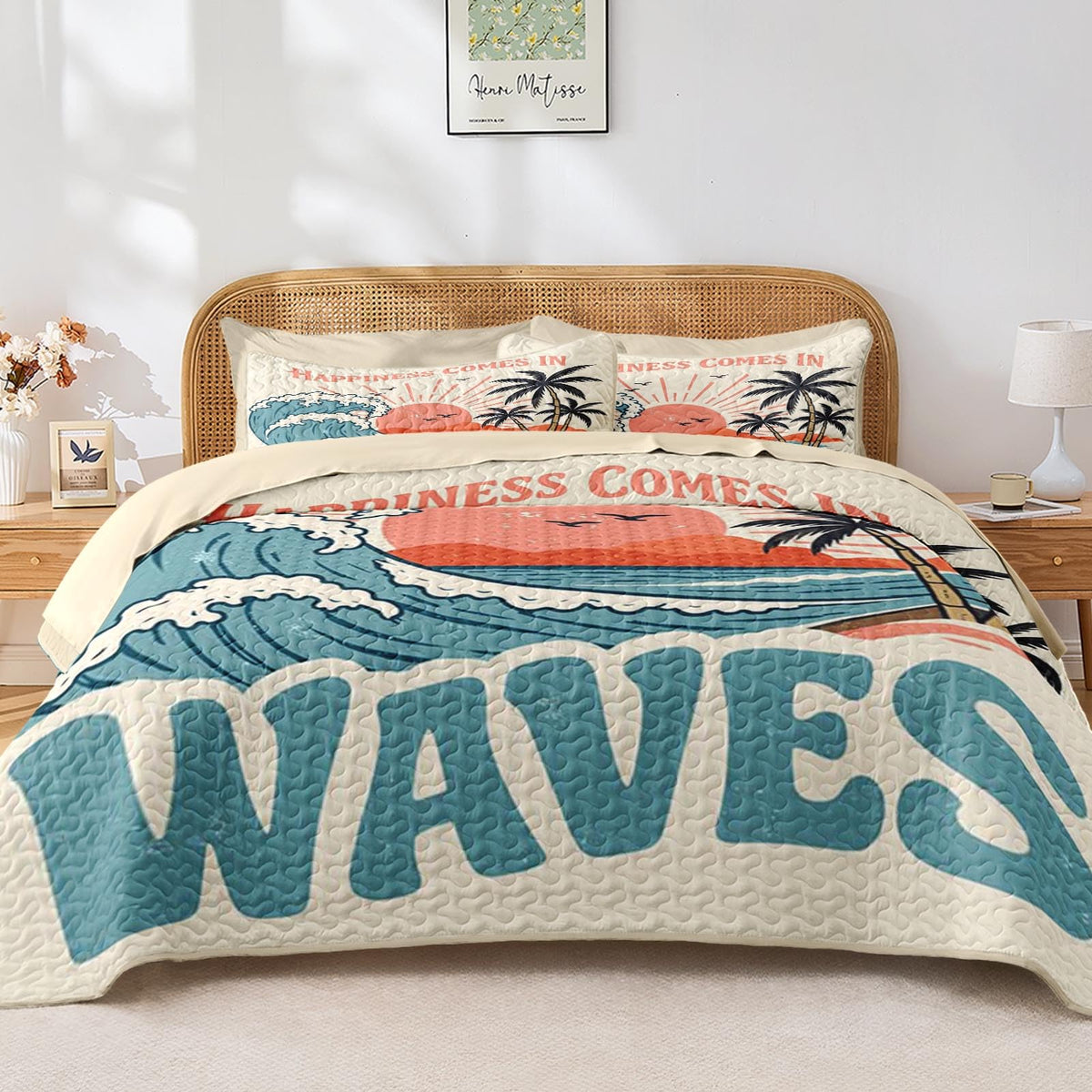 Quilt Set, 7 Pieces Beach Ocean Bedding, Bedspread