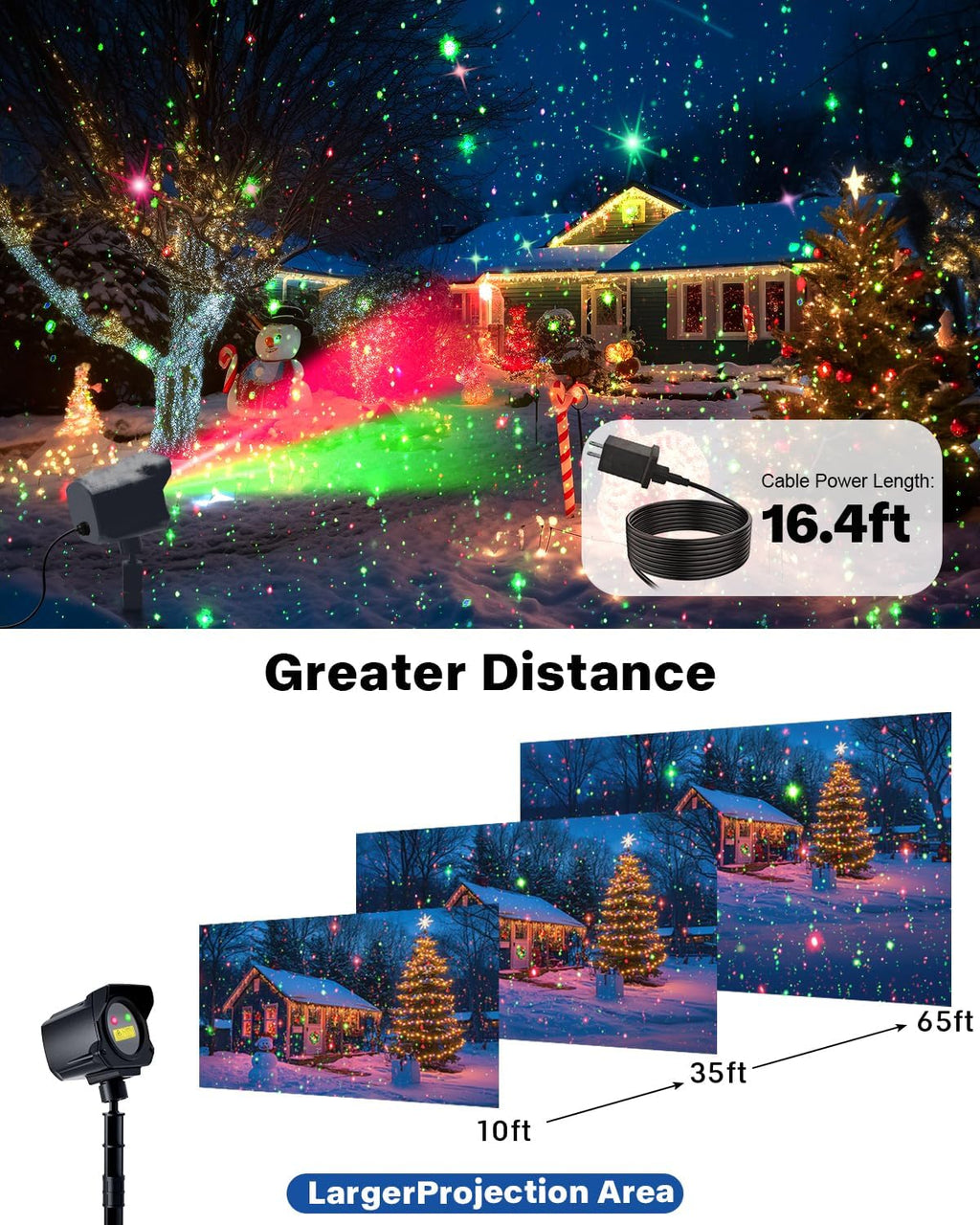Christmas Projector Lights Outdoor, Thick Metal Housing Laser Light Projector, Red and Green Christmas Decorations