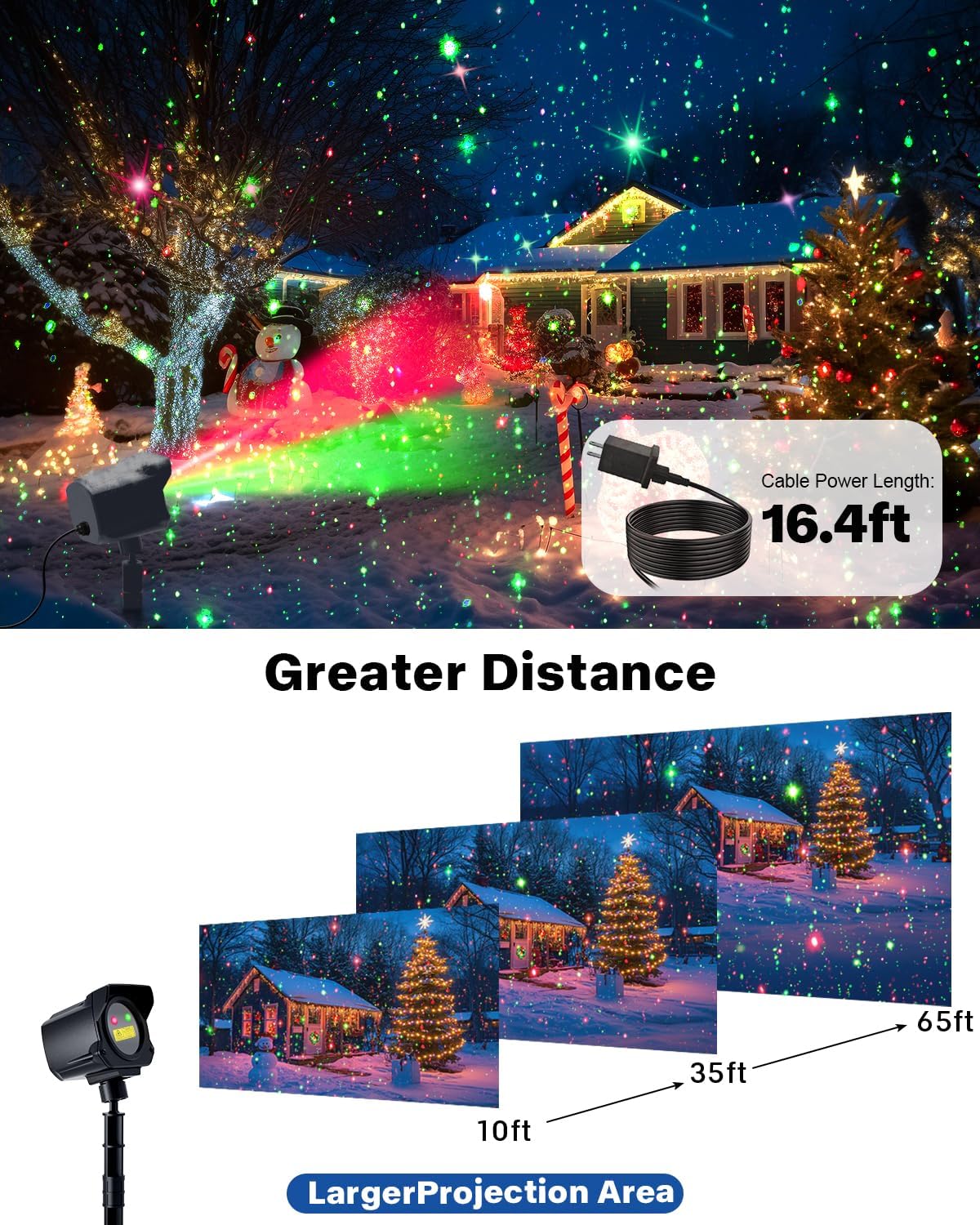 Christmas Projector Lights Outdoor, Thick Metal Housing Laser Light Projector, Red and Green Christmas Decorations