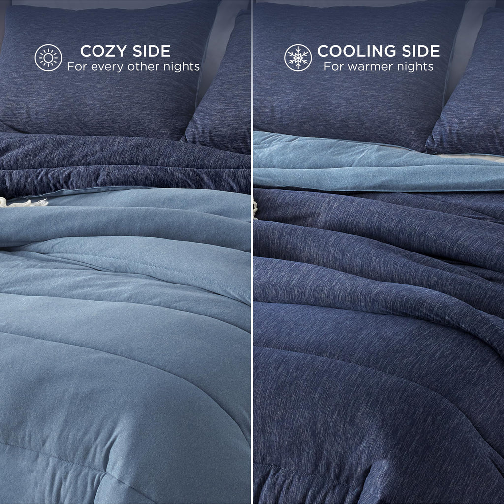 Comforter Set, All-Season & Cooling Bedding, Navy Blue