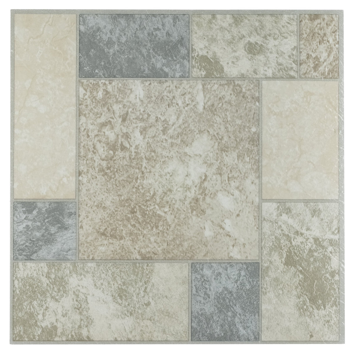 Nexus Self Adhesive 12-Inch Vinyl Floor Tiles, 20 Tiles - 12" x 12", Ancient Beige Mosaic Pattern - Peel & Stick, DIY
