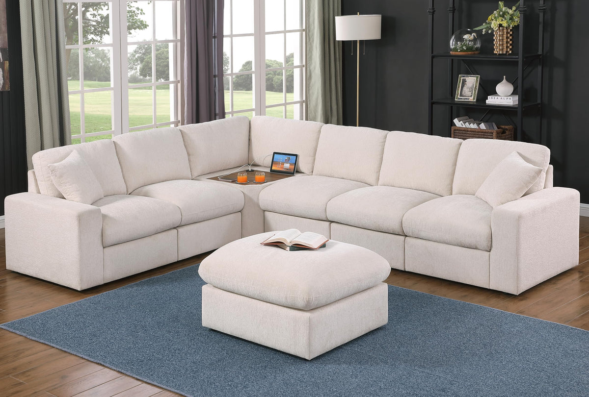 116" Oversized Modular Sectional Sofa, Large Chenille Upholstered Couch L-Shaped 7 Seat with Movable Ottoman & 2