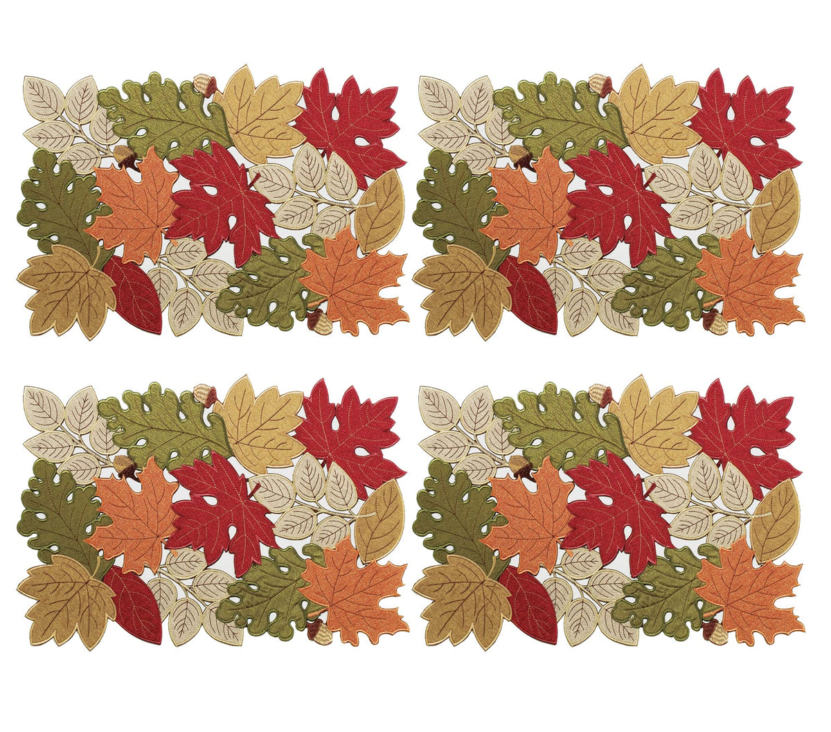 Fall Placemats Set of 4, 13inch x 19inch, Fall Decorations Kitchen Dining Table, Thanksgiving Harvest Autumn Maple