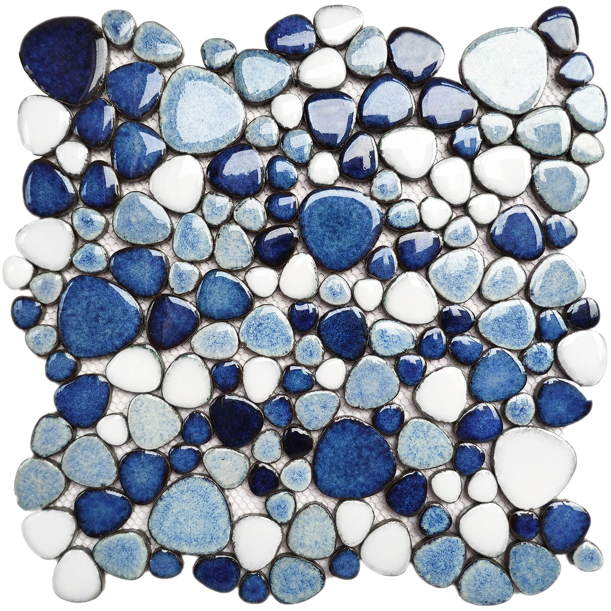 Blue Shower Floor Pebbles Tile Bathroom Mosaic Backsplash Wall Tiles (5 Sheets)