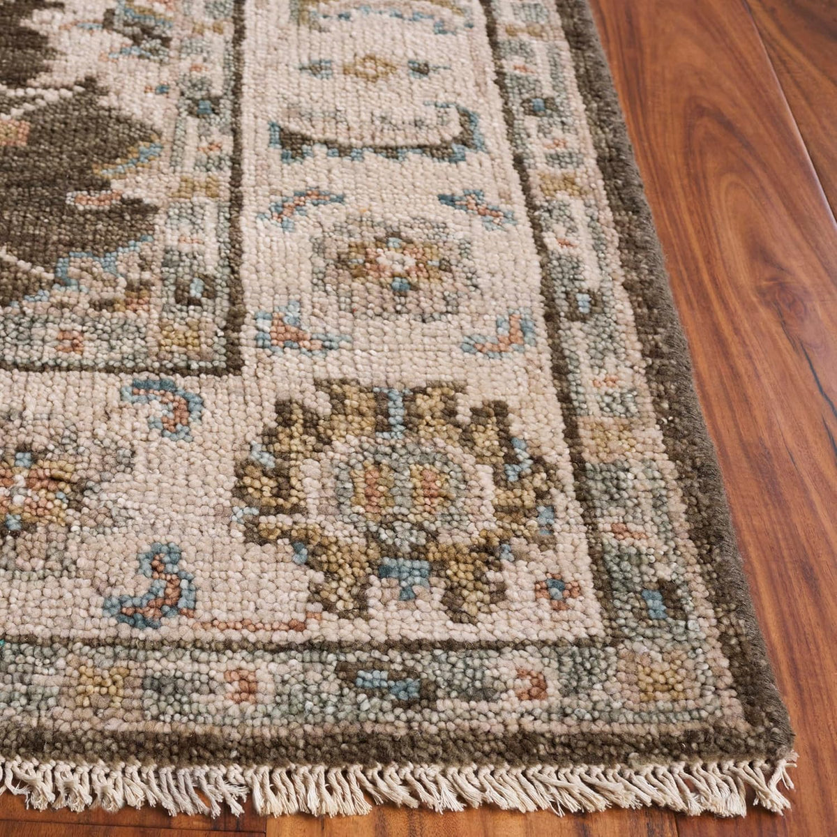 Samarkand Area Rug, Beige & Brown, Hand-Knotted Traditional Oriental Wool