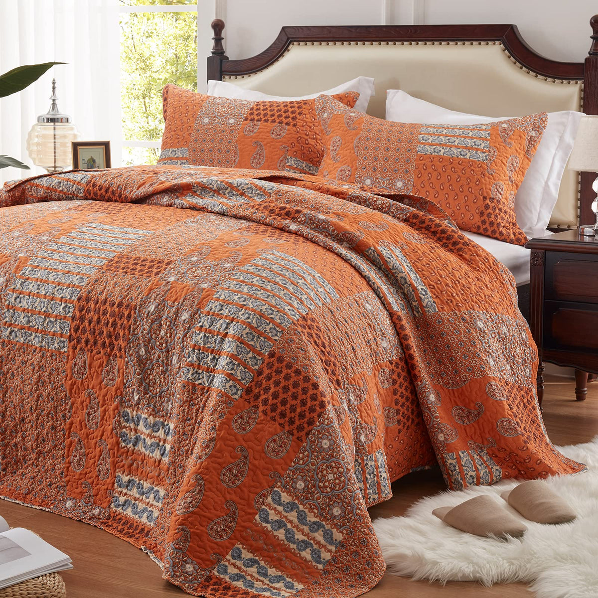 Quilt Set Size 3 Piece Bedspread Coverlet Lightweight Comforter Microfiber Bedding Set All Season