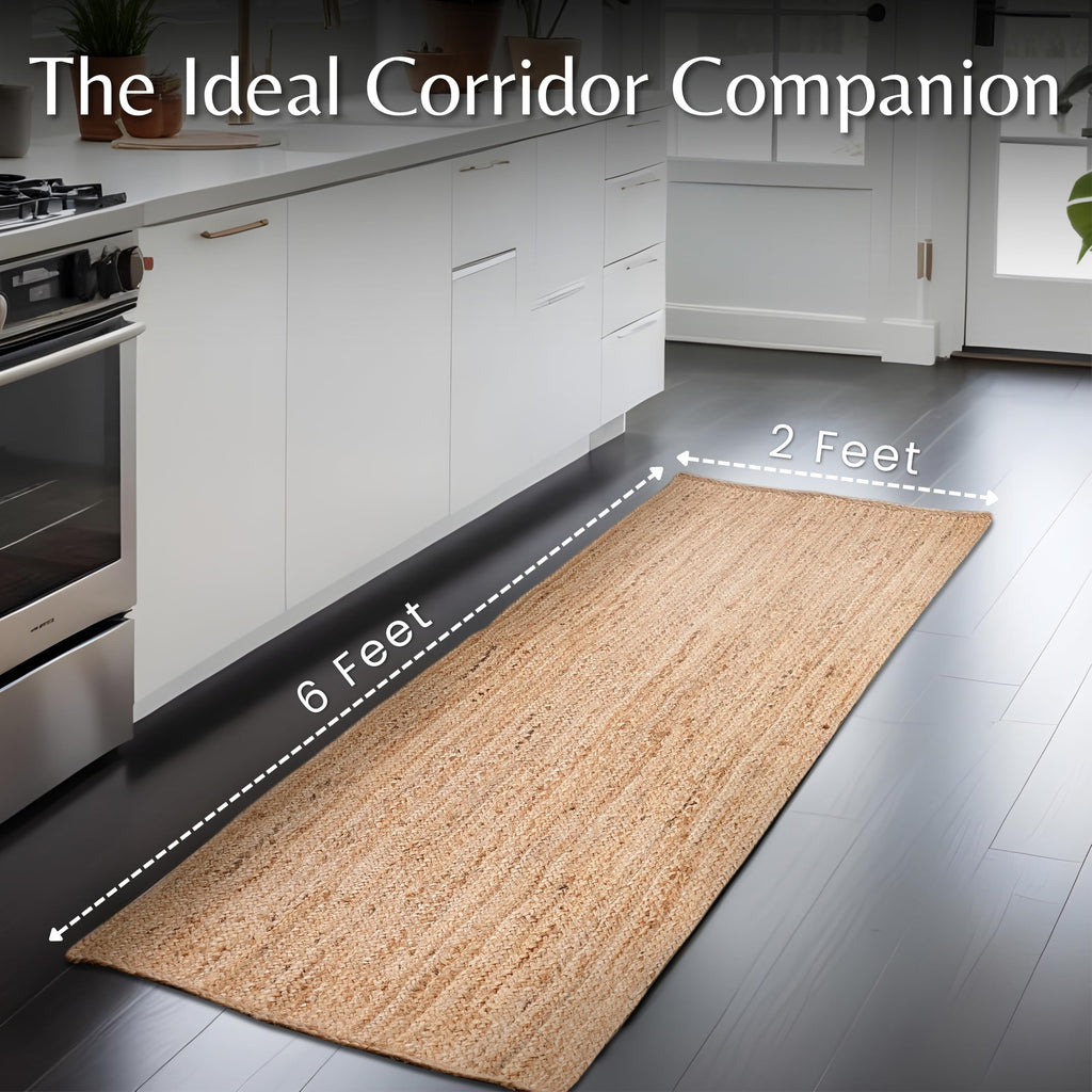 Jute Braided Woven Kitchen Runner - Natural