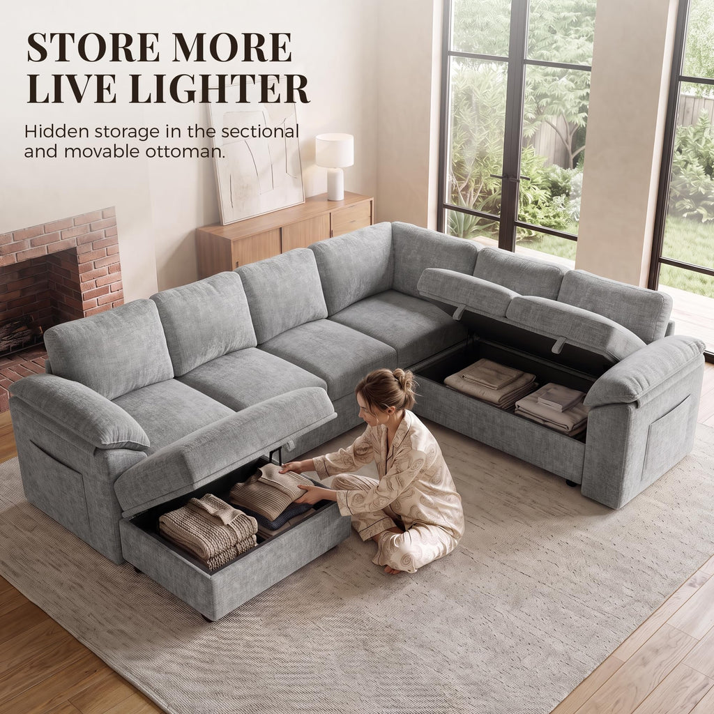 Sectional Sleeper Sofa with Pull Out Bed