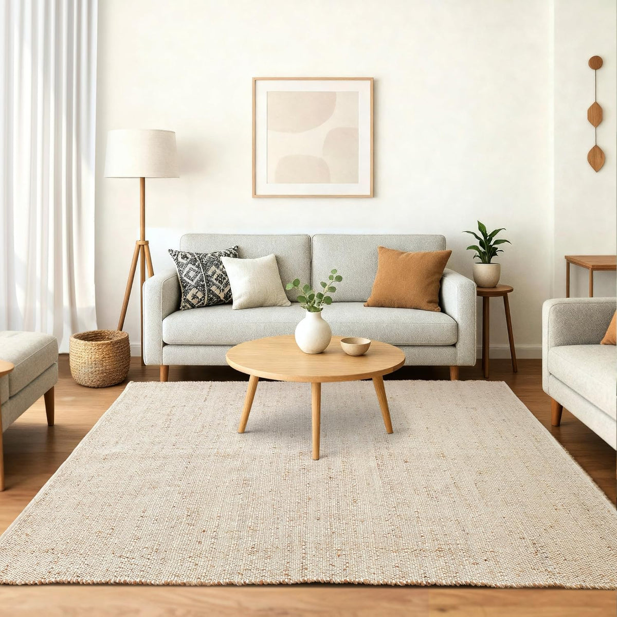 Jute Cotton Area Rug ft Large Rectangle Hand Woven Natural Farmhouse Rugs