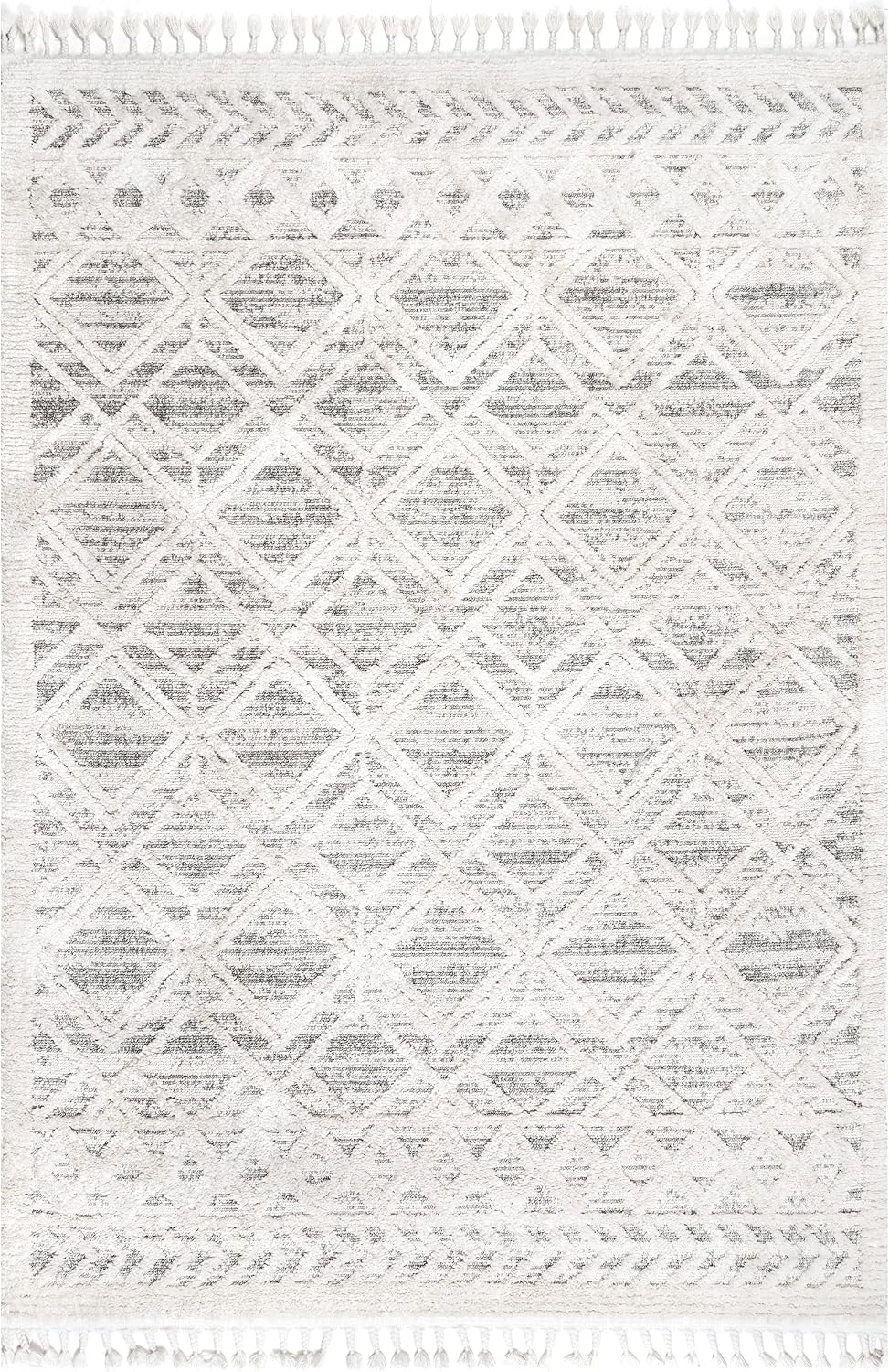Ansley Light Grey Trellis Power Loomed Area Rug