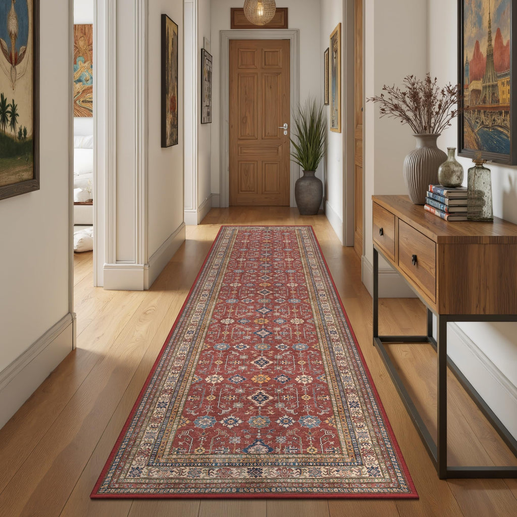 2'6"x8 Runner Rug Non Slip, Washable Runners s Burgundy