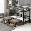 Triple Bunk Bed for Kids,Detachable TwinXL Over Twin Over Twin Metal Bunk Bed with Guardrails,Ladder & Storage,Converts to 3 Separate Beds,Easy to Assemble(3 Bunk Beds for Kids)