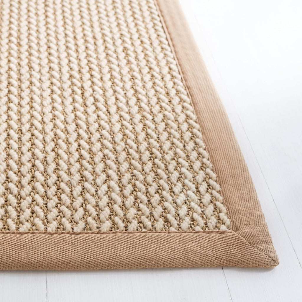 Area Rug - Natural Fiber Collection - Beige, Sisal & Wool, Woven Design with Border (NF475B)
