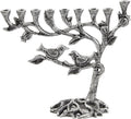 Tree of Life Menora for Chanuka - Fits All Standard Chanukah Candles - Artistic Candle Menorahs - Silver Hanukkah