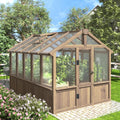 6'x10' Wooden Greenhouse, Heavy Duty Green House Kit with Ventilated Window and Lockable Door, 6mm PC Panels for UV