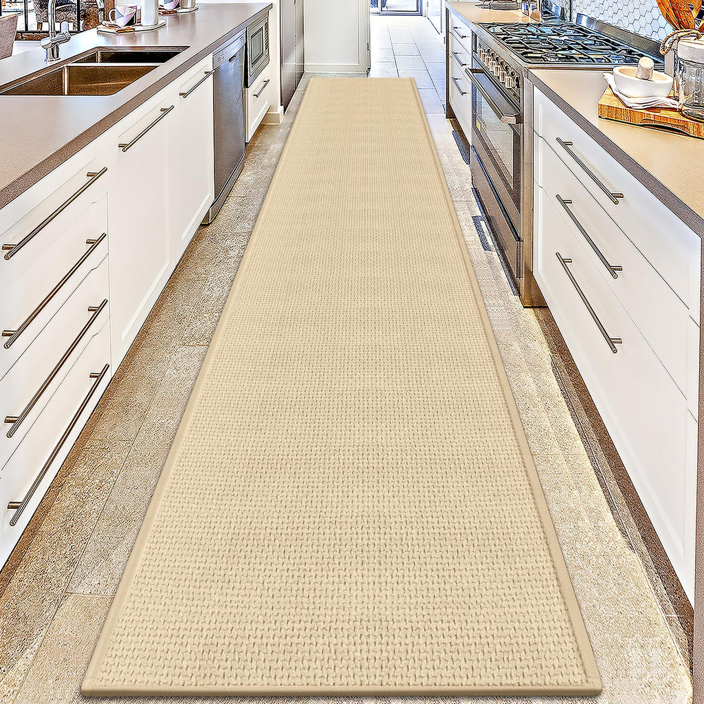 15 ft Jute Running Rugs Rug Runner Non Slip Washable Absorbent Hall Runner Rug, Beige Runner Floor Non Slip