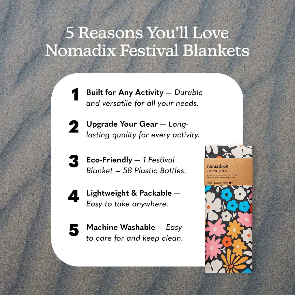 Festival Blanket - Perfect for Picnics, Camping, & Lawn Seating - Plush Top & Water Resistant Base - Made with Post