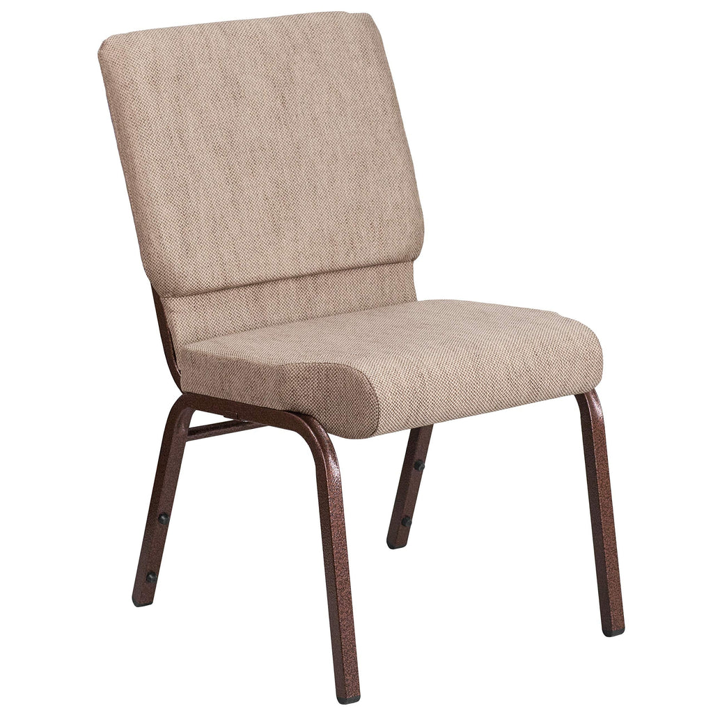 Beige Fabric 18.5"W Stacking Church Chair