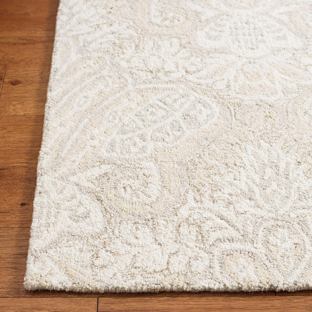Micro-Loop Area Rug, Beige, Handmade Wool