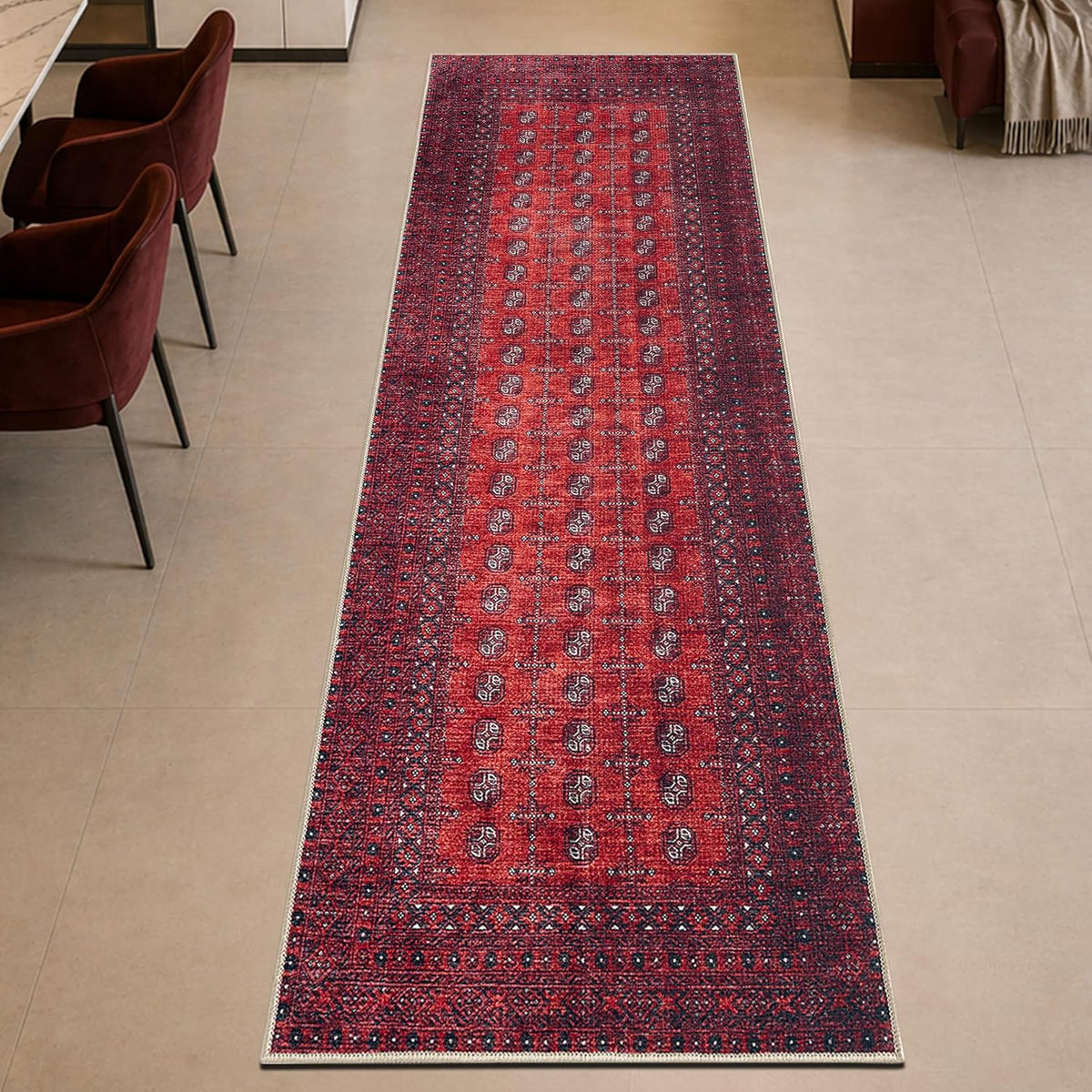 Rug - Machine Washable Runner Rug with Non-Slip Backing, Ideal