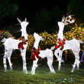 Home 3-Piece Pre-lit White Reindeer Christmas Yard Decoration
