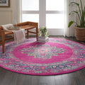 Home Passion Fuchsia 8' x Round Area Rug - Easy Clean, Non Shedding, Bed Room, Living Room, Dining Room, Kitchen (8'