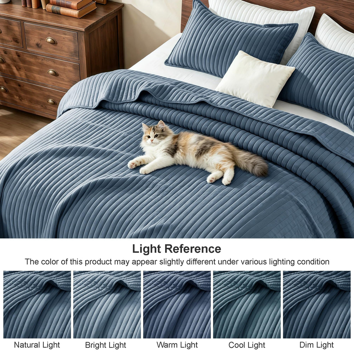 Lightweight Stripe Quilted Quilt Bedding Set