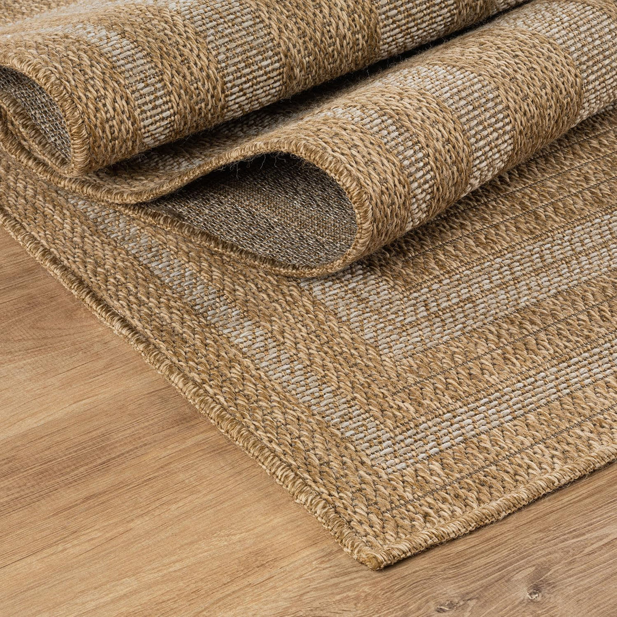 Easy Jute Framed Border Rug Washable Durable Indoor Outdoor Area Rugs for Living Dining Room Patio Office Stain