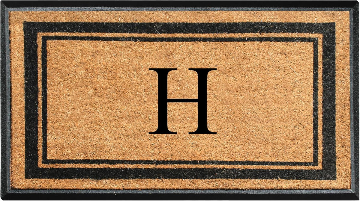 Doormat, 30x48, Natural Coir & Rubber, Monogrammed, Heavy Duty, Front Door Mat