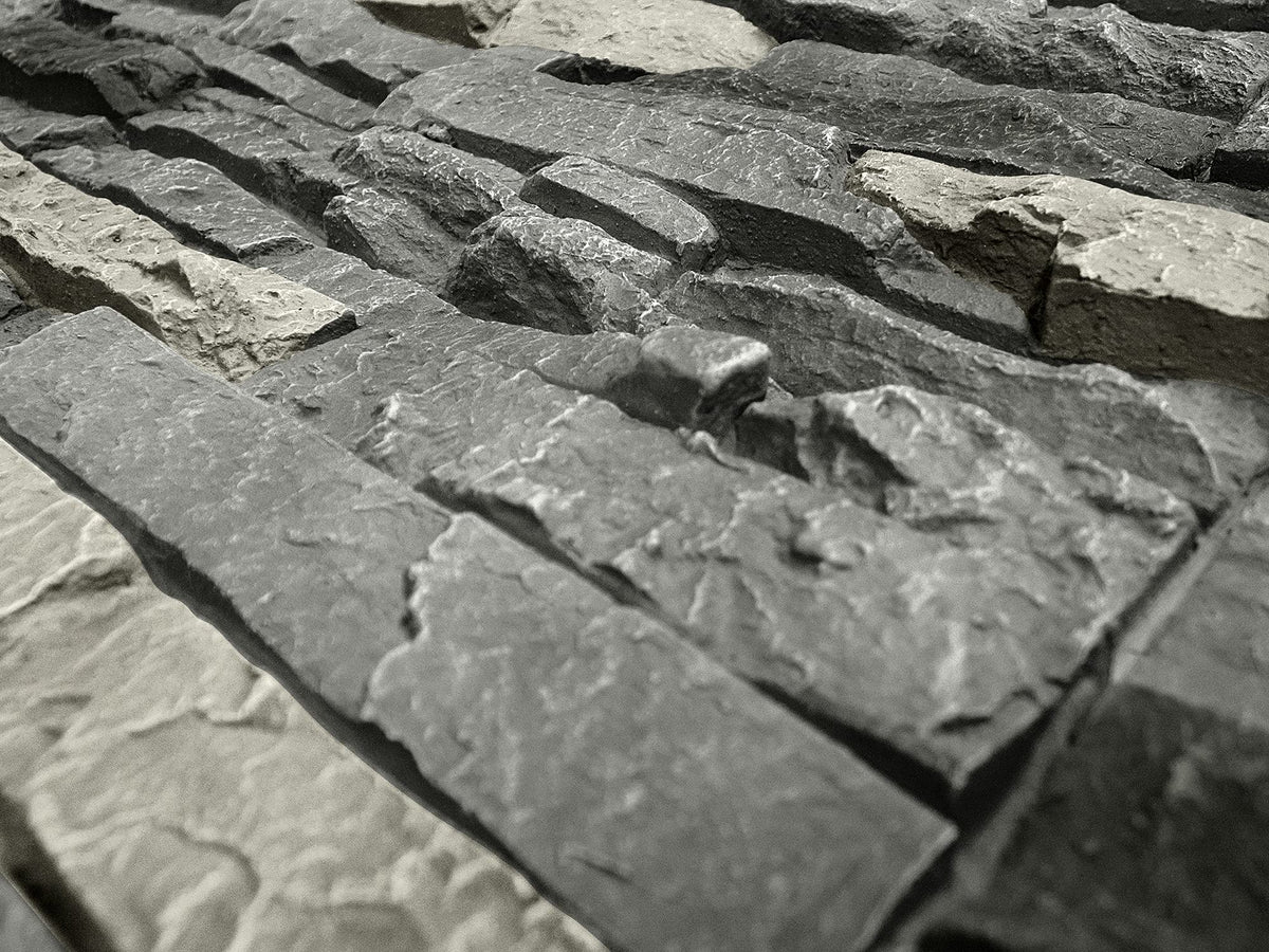 Faux Stacked Stone Panel 41" x 11.25" in Northern Slate Color for Do It Yourself Friendly Home Improvement Projects