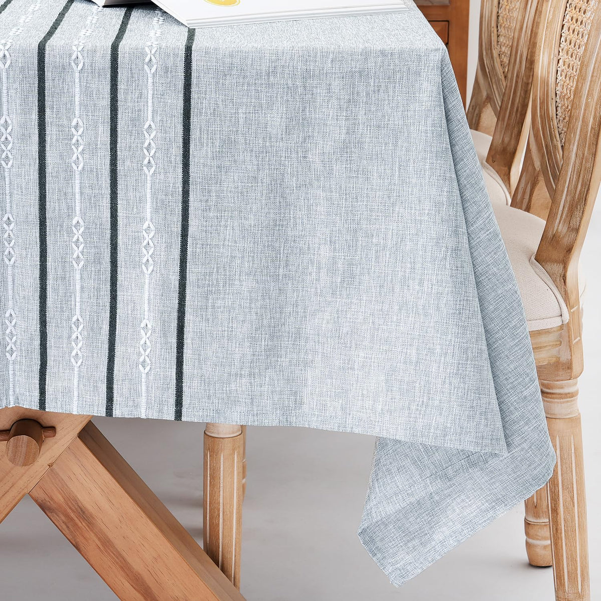 54 x 72 inches Farmhouse Style Linen tablecloths, Boho Wrinkle Resistant Washable Small Rectangle Table Cloth