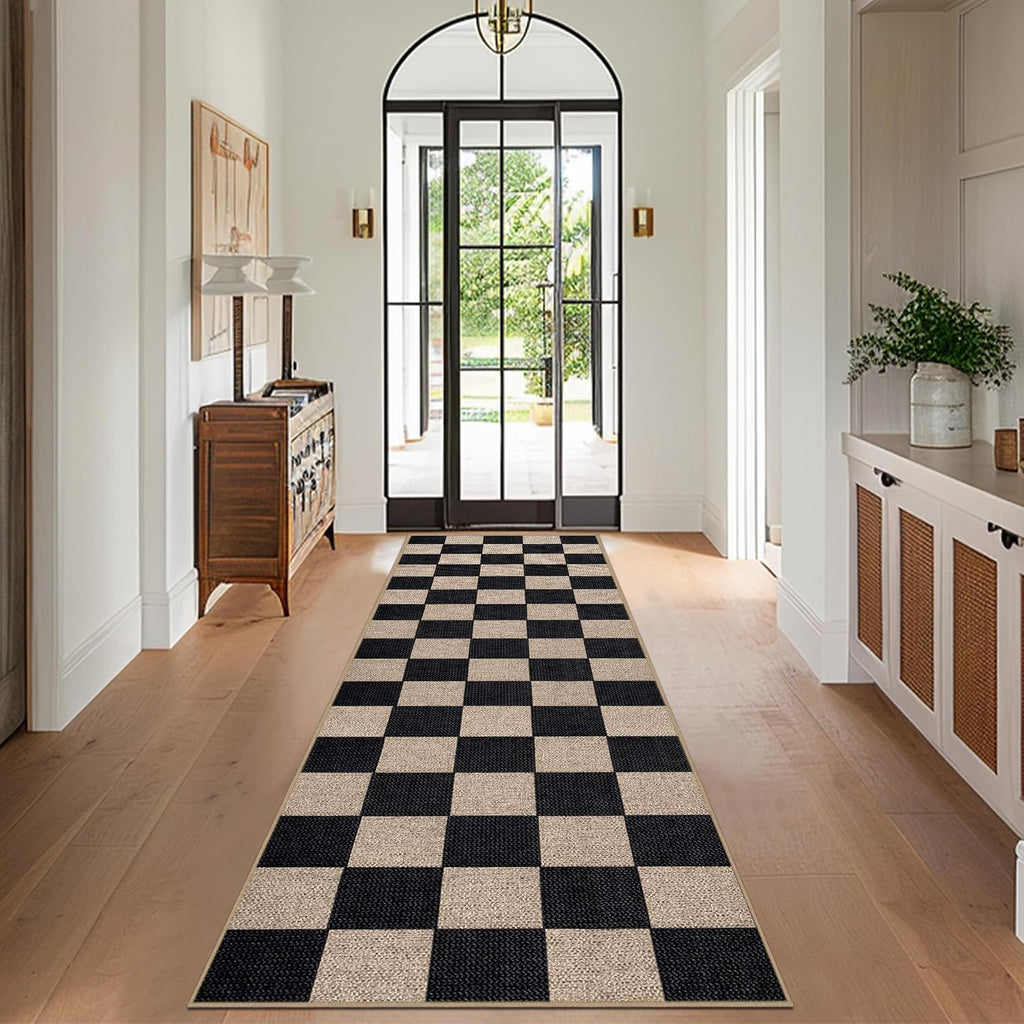 Easy Jute Checkered Runner Rug, Farmhouse Runners s