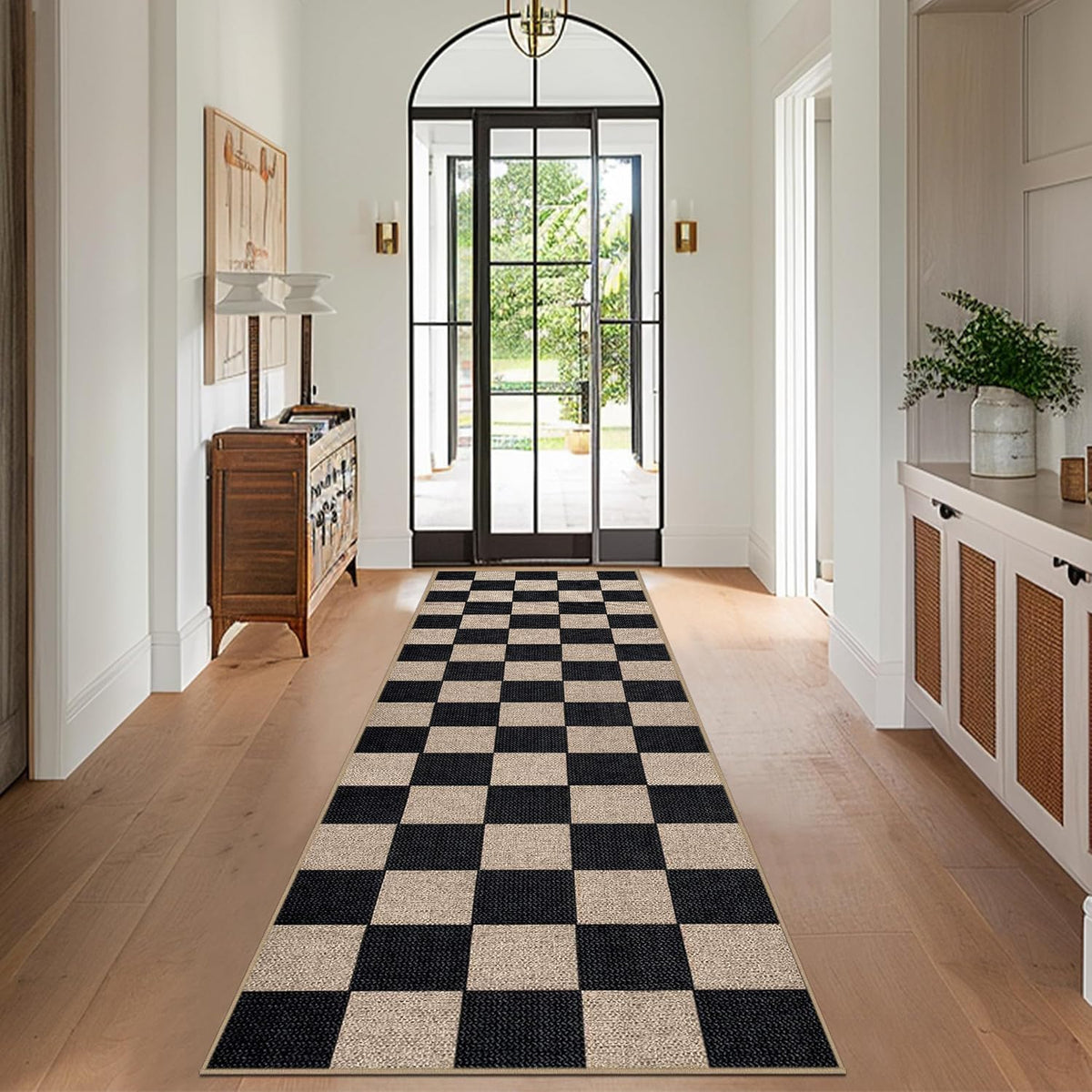 Easy Jute Checkered Runner Rug, Farmhouse Runners s
