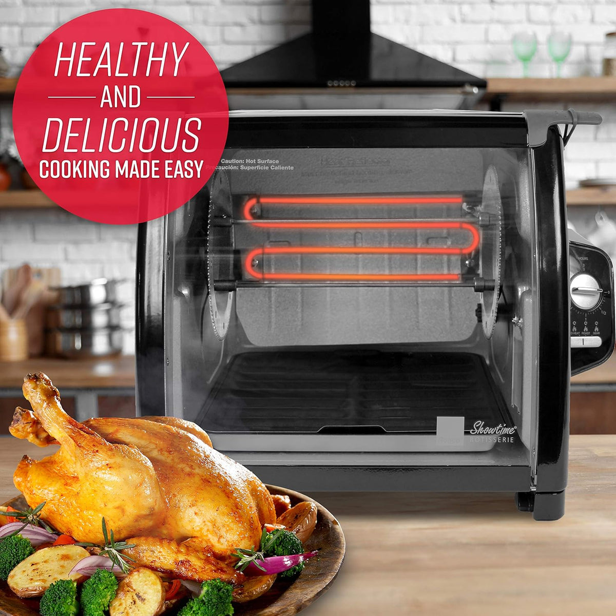 Modern Rotisserie Oven, Large Capacity (12lbs) Countertop Oven, Multi-Purpose Basket for Versatile Cooking, Easy-to-Use Controls